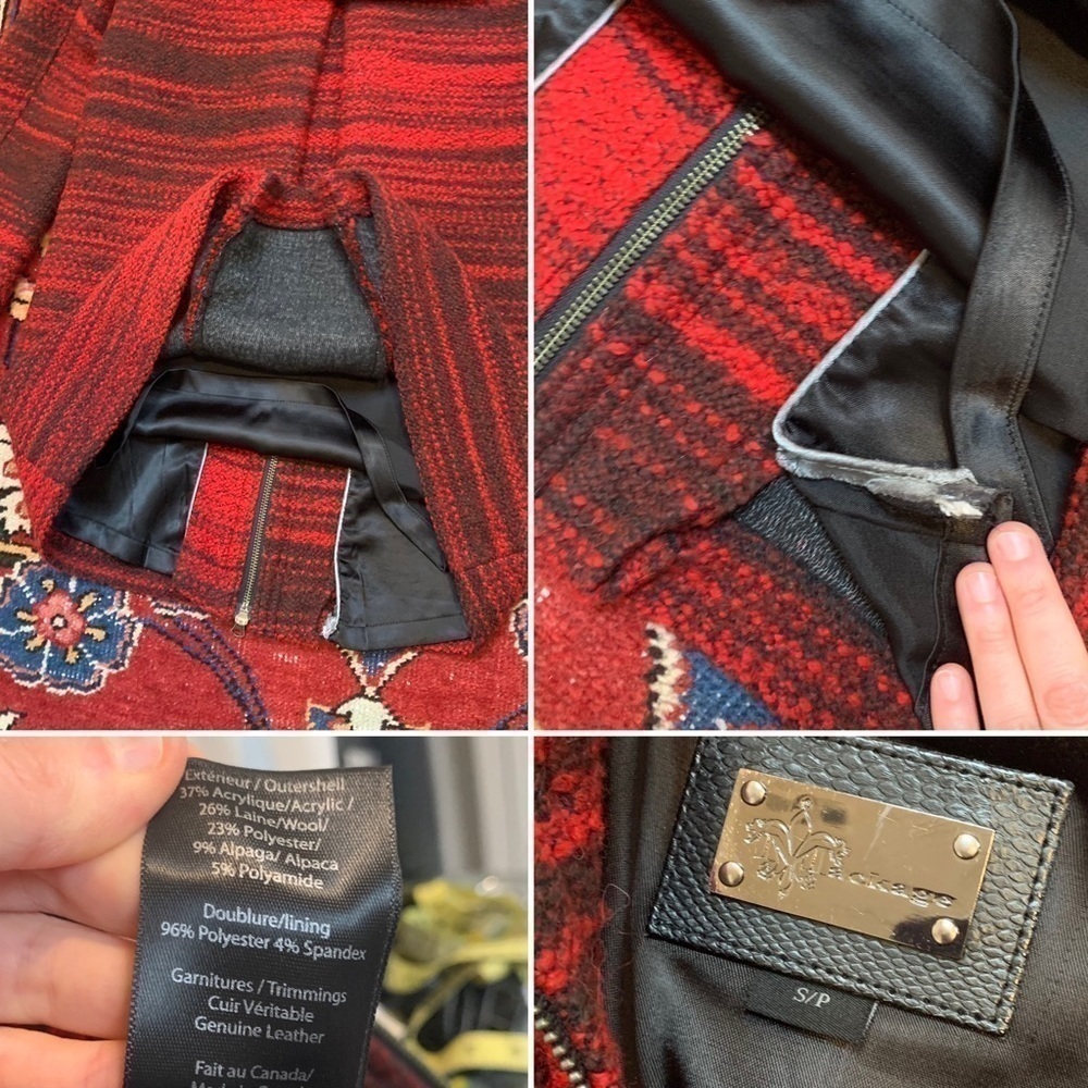 Mackage Marled Wool Blend Leather Trim Coat - Picture 11 of 14